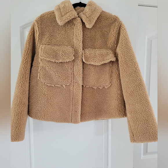  AVEC LES FILLES TOAST TEDDY FAUX FUR TRUCKER COAT SZ XS - Picture 9 of 9